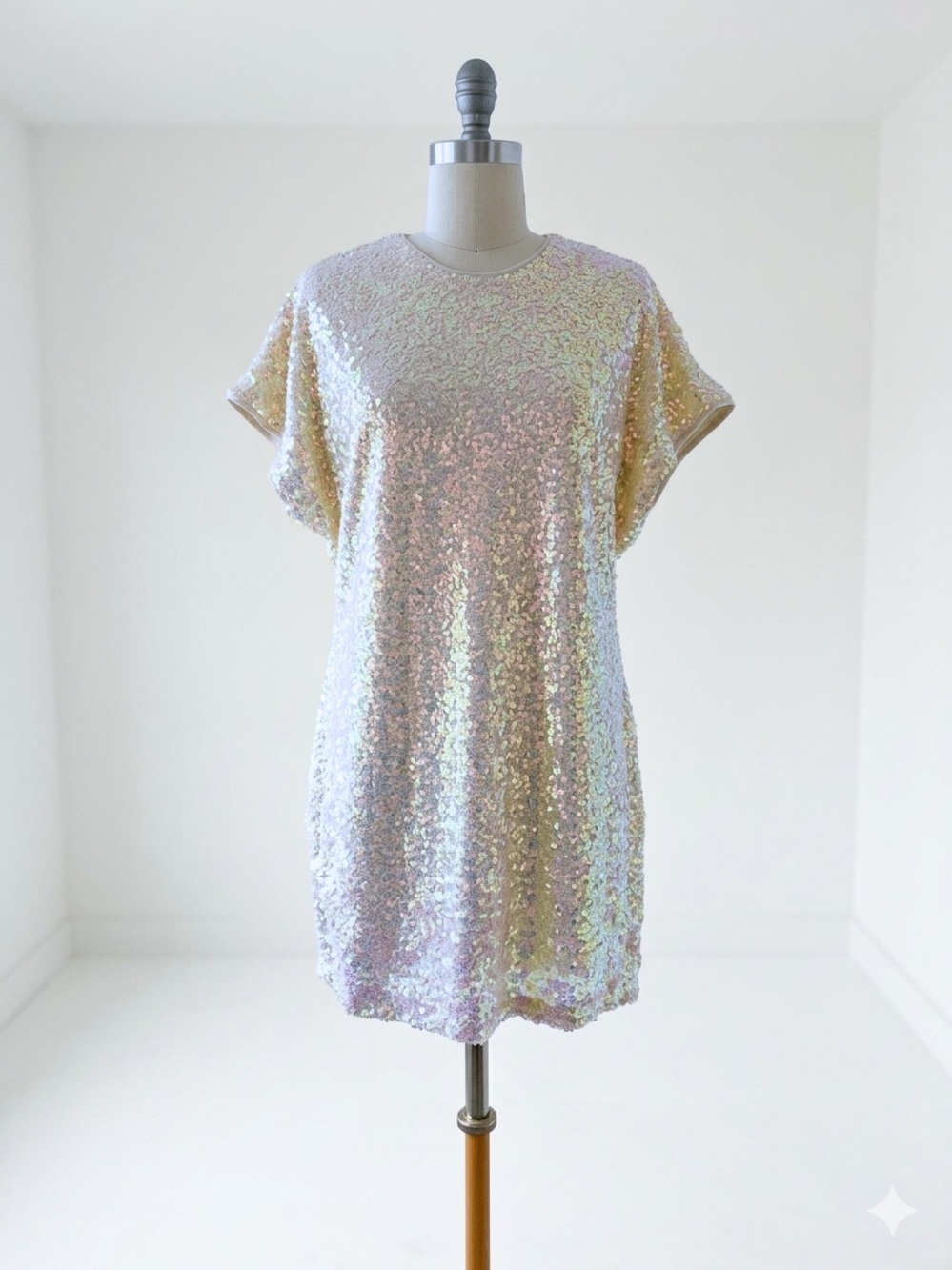 Lucy Paris Iridescent Sequin Mini Tunic Dress, Size Small